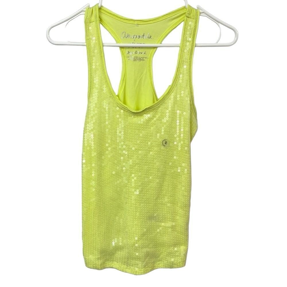 🔥4/$25 Aeropostale Sequin Tank Top Neon Yellow Size XS NEW